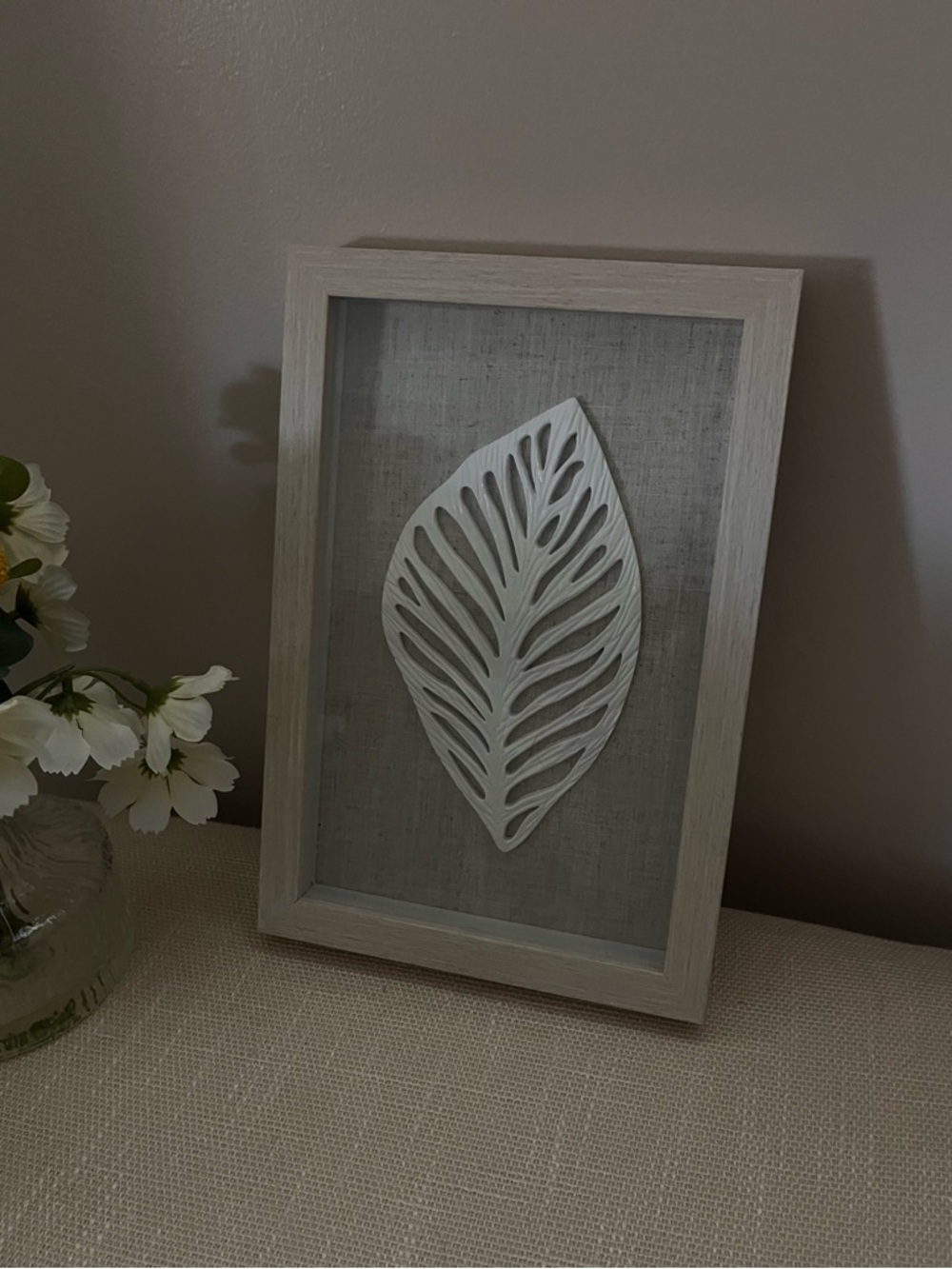 Neutral White Leaf Framed Wall Art by